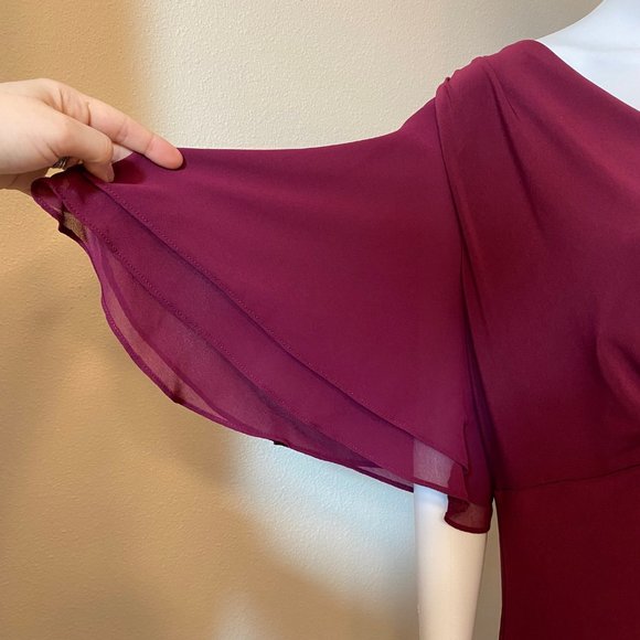 Lauren Ralph Lauren Flutter-Sleeve Dress Stretch in Exotic Ruby Size 16W - Picture 7 of 16